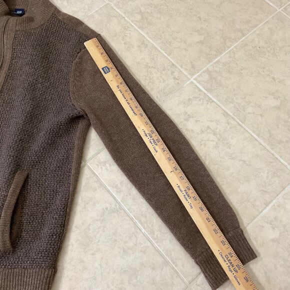 VTG. Gap lambswool cardigan knit grandpa Sweater Men XL Brown pockets Bloke core - Picture 14 of 16